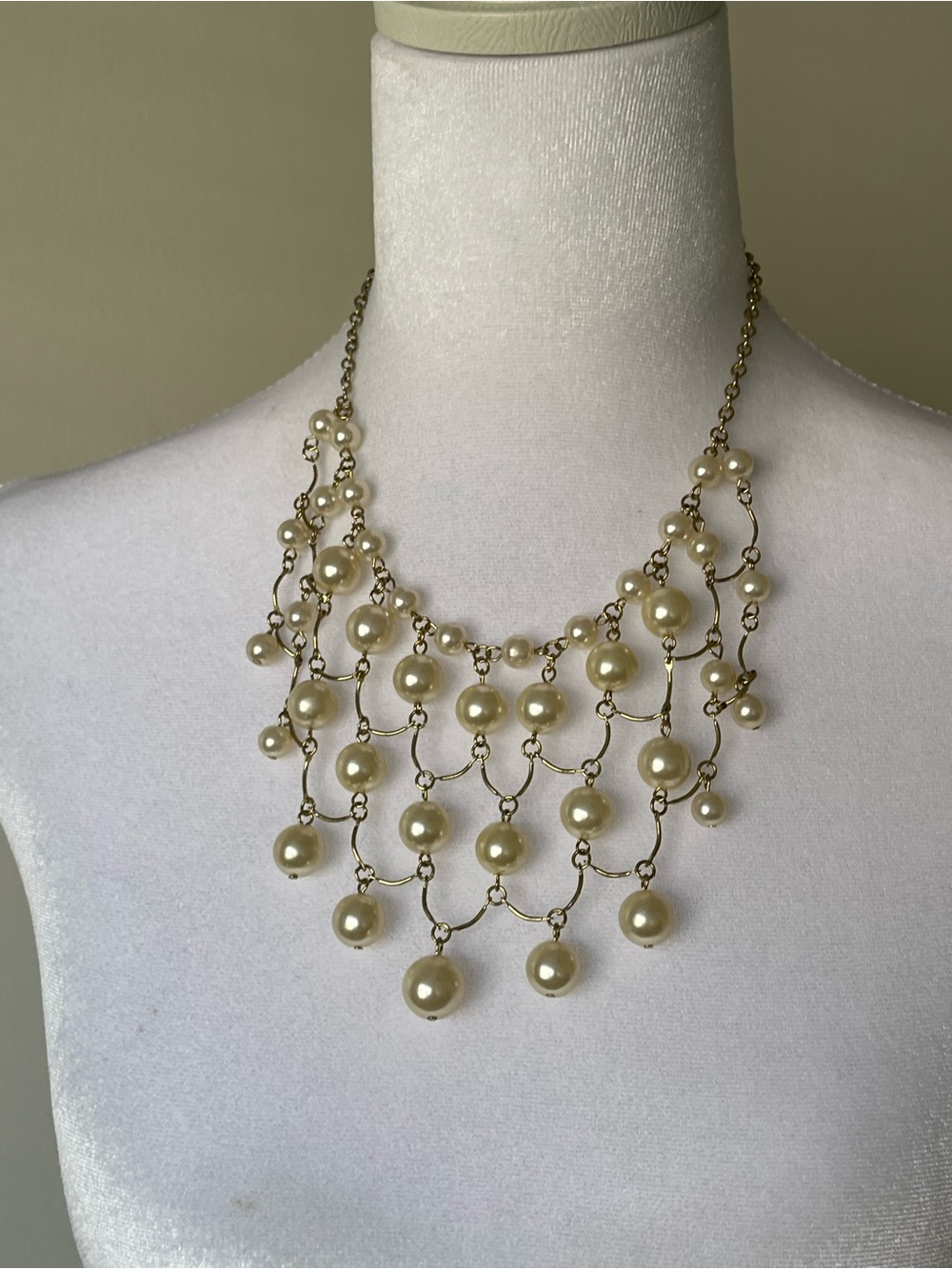 Beautiful Vintage Multi Stand Faux Pearl Necklace Statement Baroque Style 24”